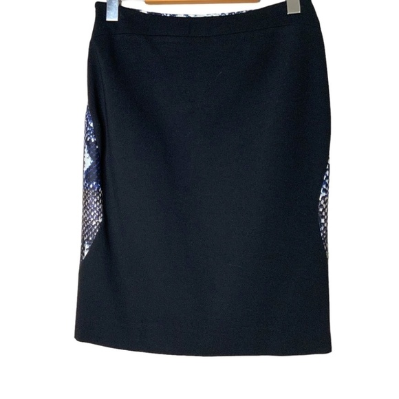 DIANE von FURSTENBERG Black Python Print Wool & Silk Mae Mikado Pencil Skirt 4 - Picture 4 of 11